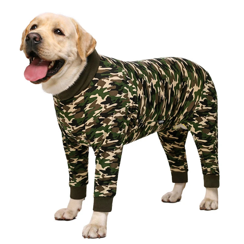 Cartoon Animal Print Cotton Dog Pajamas Cute Dog Onesie Male Female Dog Clothes For Large Dog Autumn Dog Jumpsuit Romper For Dog