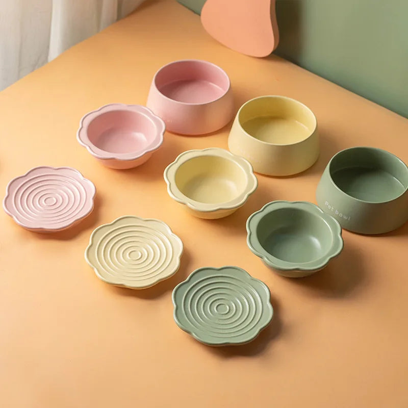 Cat Ceramic Bowl 3 in 1Multifunctional Pet Food Water Snack Plates Bowls Small Dogs Meal Plate and Water Bowl Combination Set