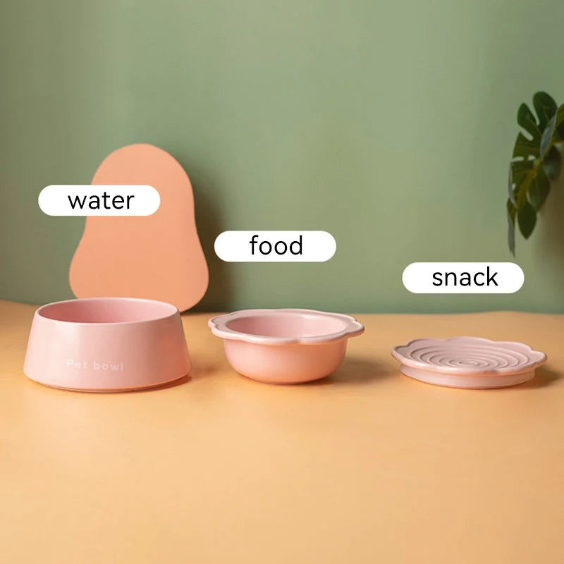 Cat Ceramic Bowl 3 in 1Multifunctional Pet Food Water Snack Plates Bowls Small Dogs Meal Plate and Water Bowl Combination Set