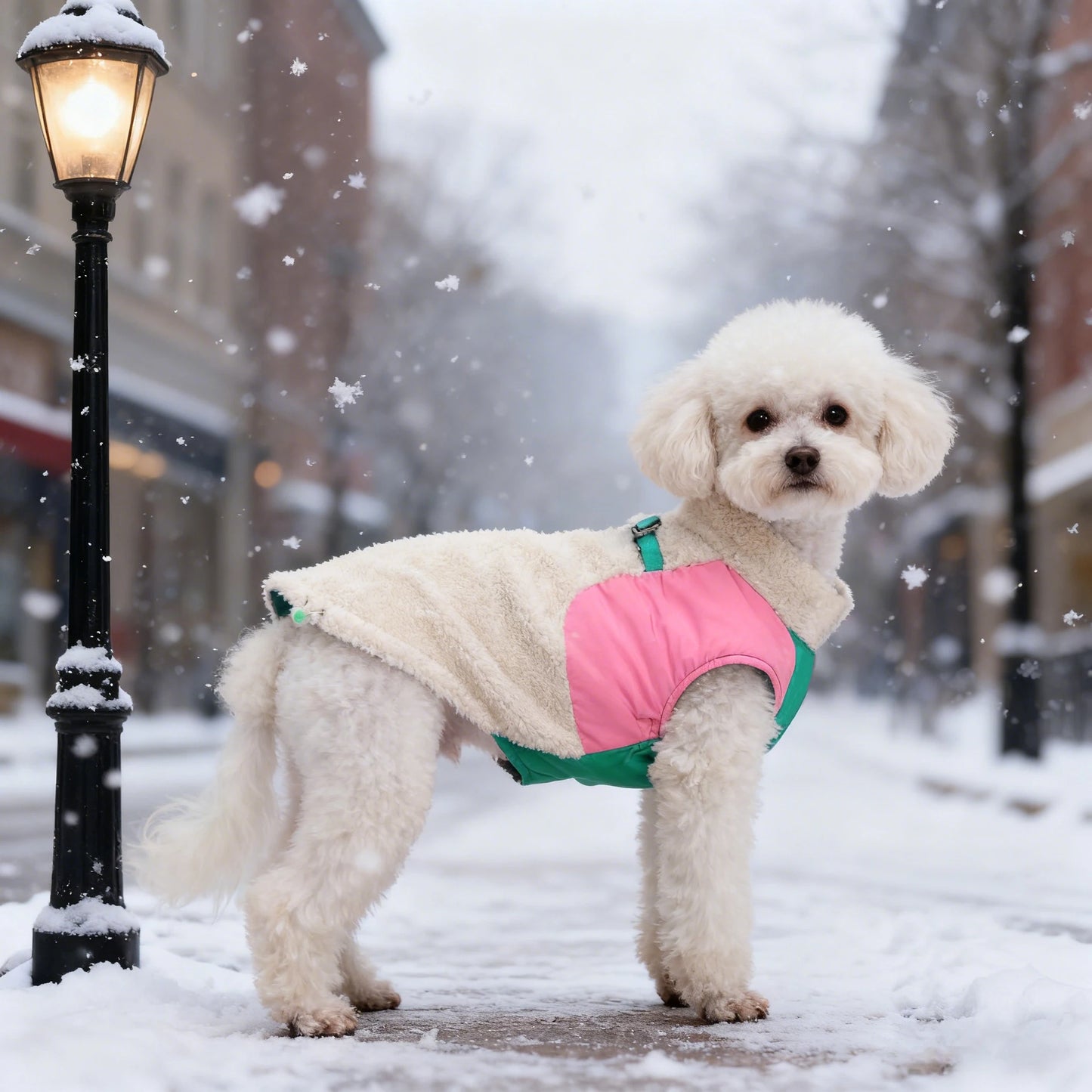 The dog lambskin material autumn and winter jacket is warm and comfortable