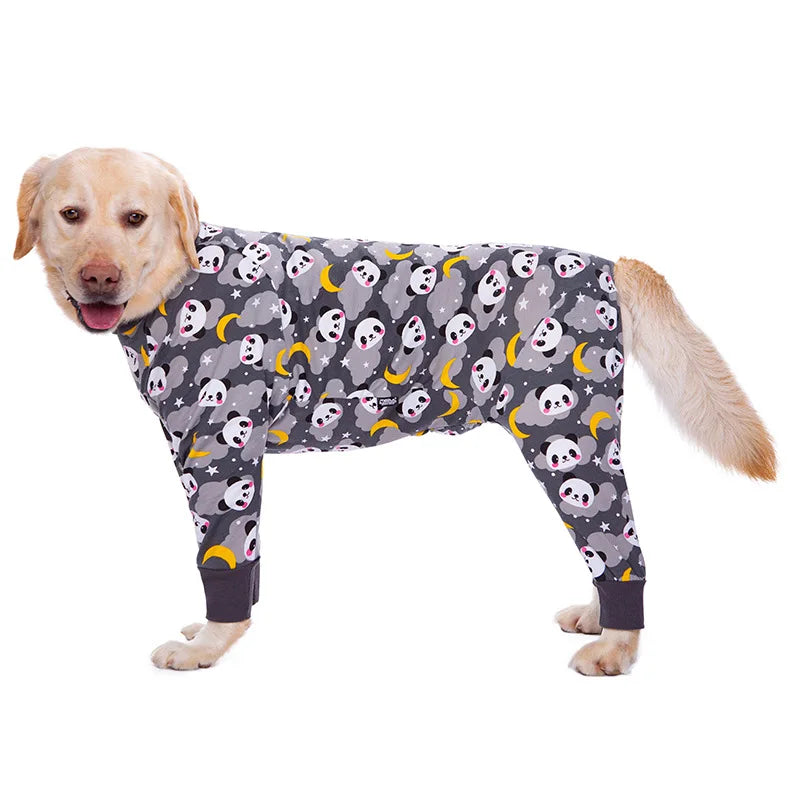 Cartoon Animal Print Cotton Dog Pajamas Cute Dog Onesie Male Female Dog Clothes For Large Dog Autumn Dog Jumpsuit Romper For Dog