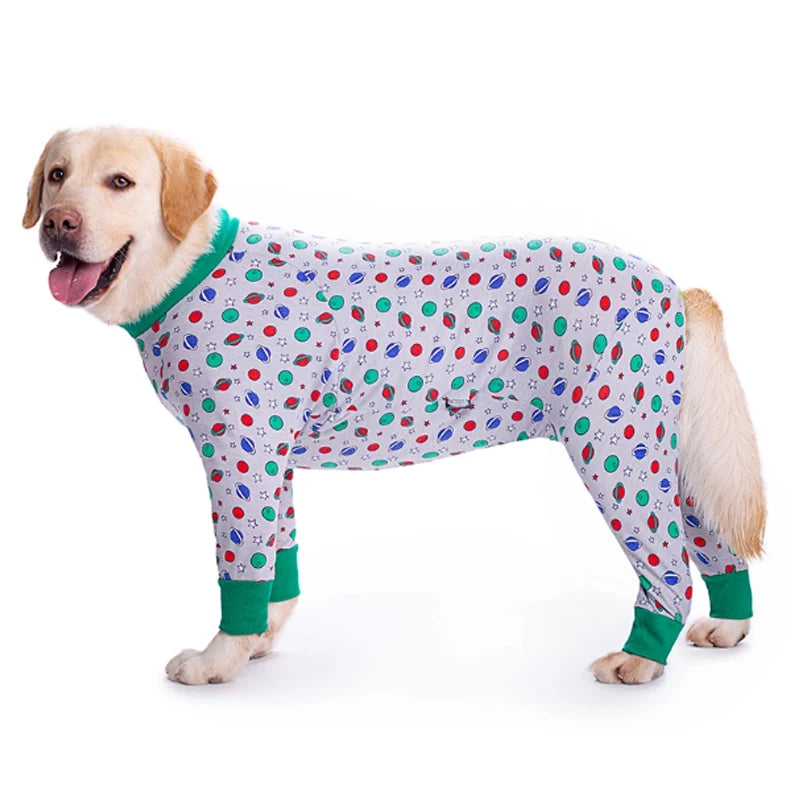 Cartoon Animal Print Cotton Dog Pajamas Cute Dog Onesie Male Female Dog Clothes For Large Dog Autumn Dog Jumpsuit Romper For Dog