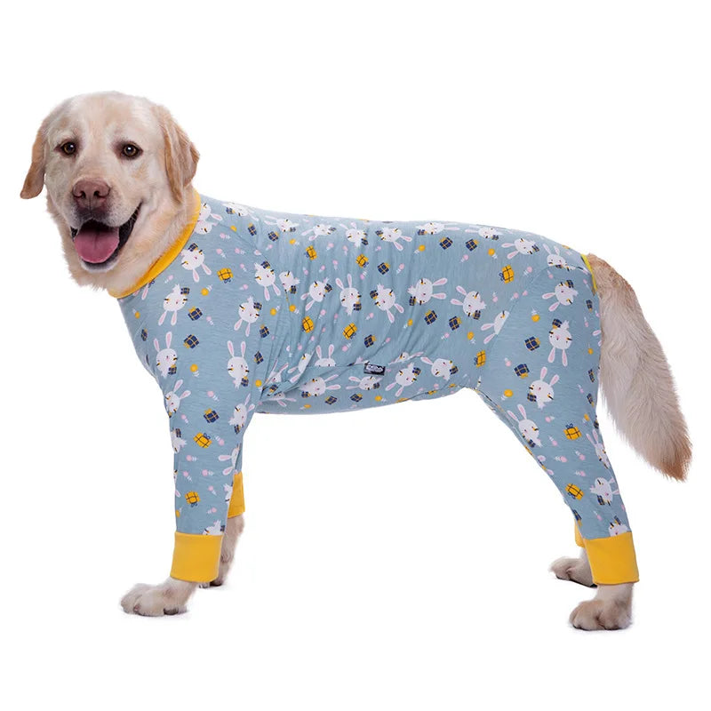 Cartoon Animal Print Cotton Dog Pajamas Cute Dog Onesie Male Female Dog Clothes For Large Dog Autumn Dog Jumpsuit Romper For Dog