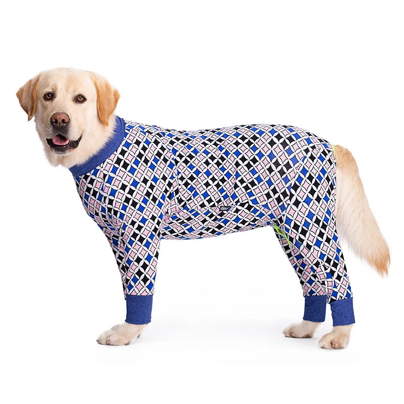 Cartoon Animal Print Cotton Dog Pajamas Cute Dog Onesie Male Female Dog Clothes For Large Dog Autumn Dog Jumpsuit Romper For Dog