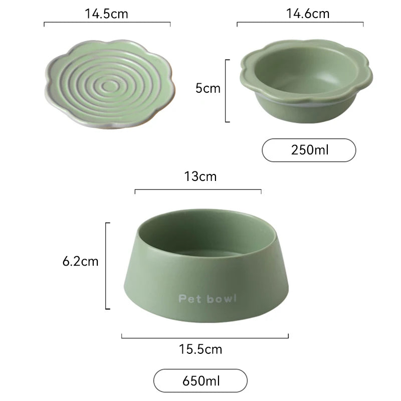 Cat Ceramic Bowl 3 in 1Multifunctional Pet Food Water Snack Plates Bowls Small Dogs Meal Plate and Water Bowl Combination Set