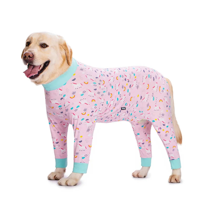 Cartoon Animal Print Cotton Dog Pajamas Cute Dog Onesie Male Female Dog Clothes For Large Dog Autumn Dog Jumpsuit Romper For Dog