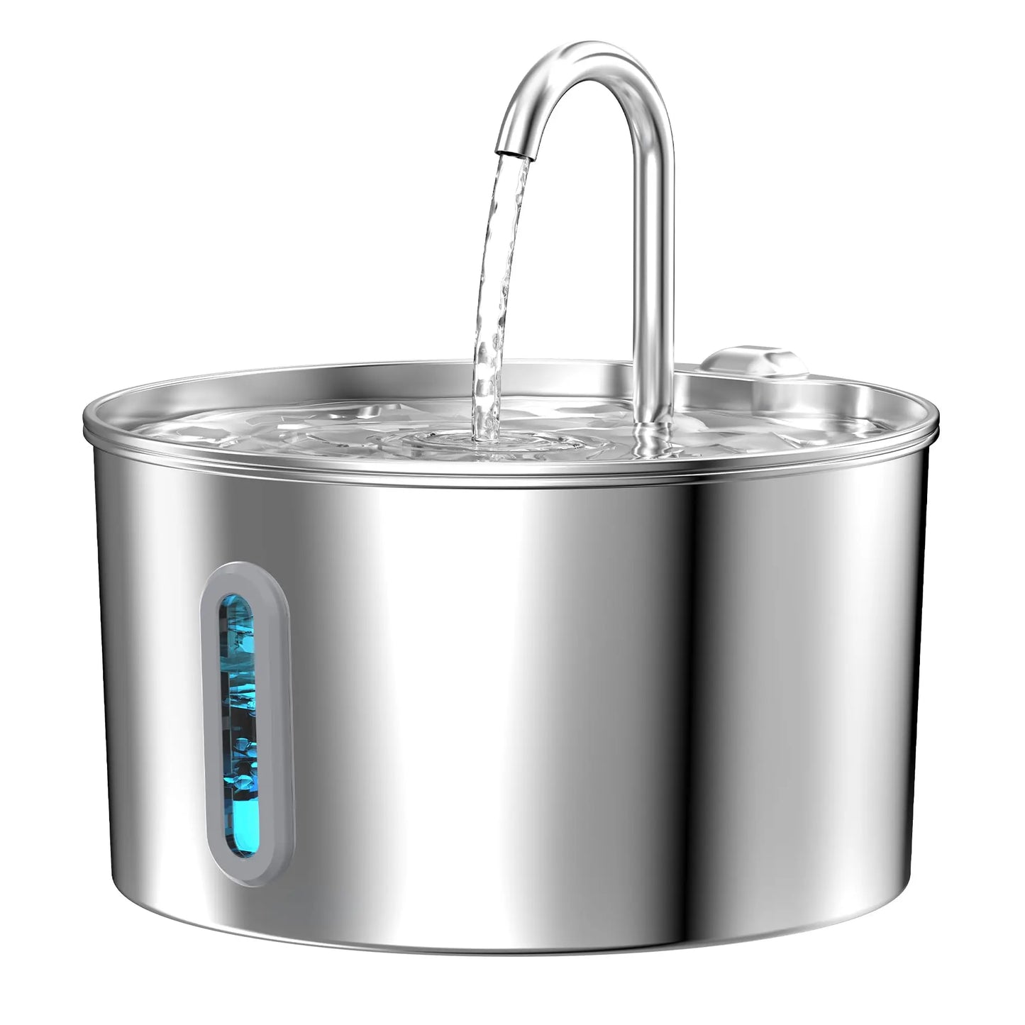 2.2L stainless steel pet water fountain, pet drinking bowl with automatic circulation filter and silent water pump
