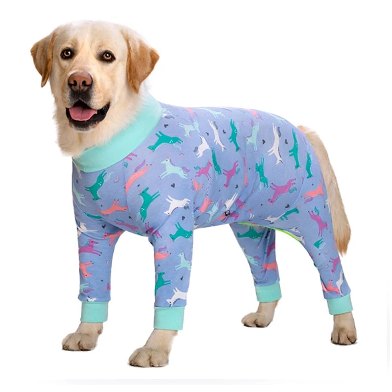 Cartoon Animal Print Cotton Dog Pajamas Cute Dog Onesie Male Female Dog Clothes For Large Dog Autumn Dog Jumpsuit Romper For Dog