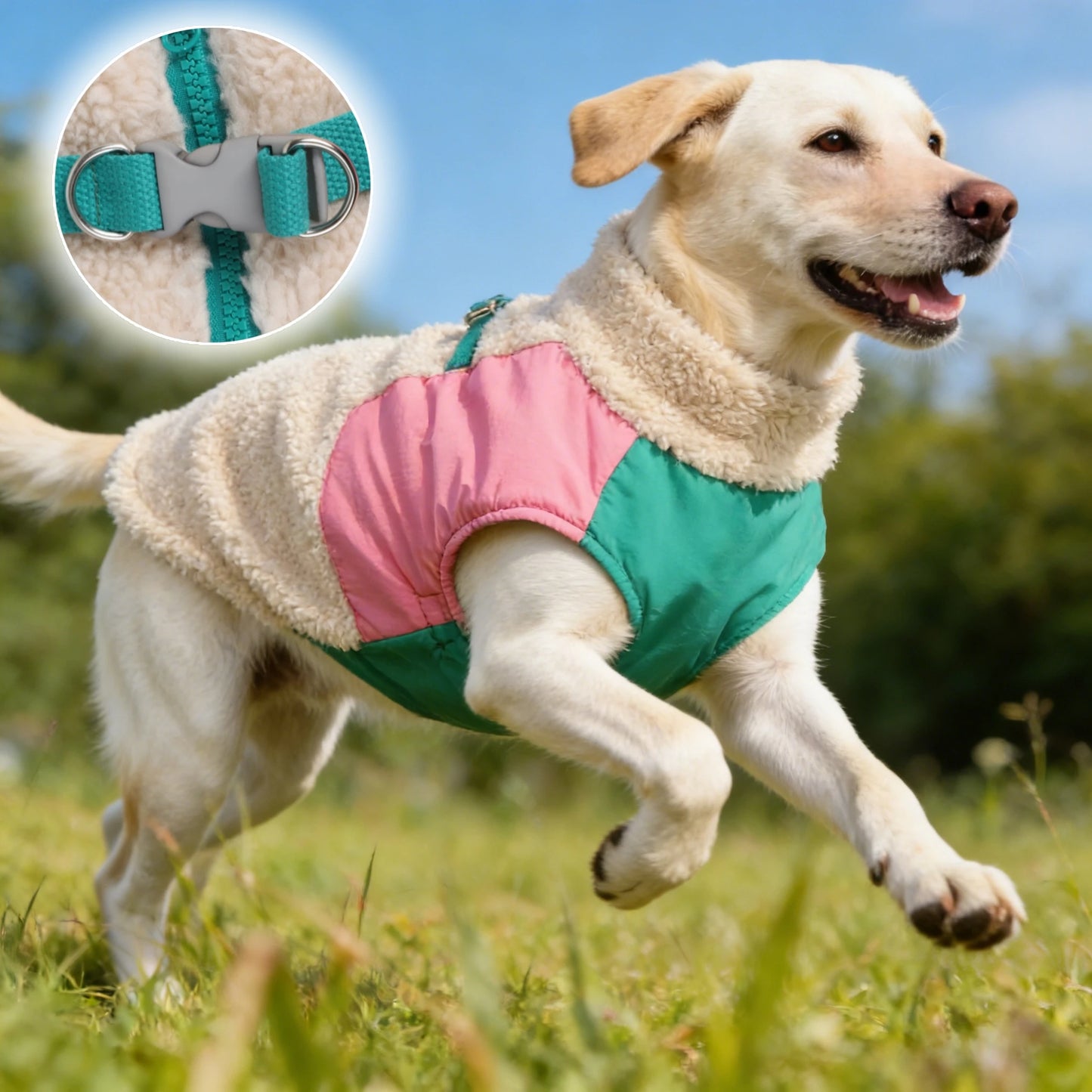 The dog lambskin material autumn and winter jacket is warm and comfortable