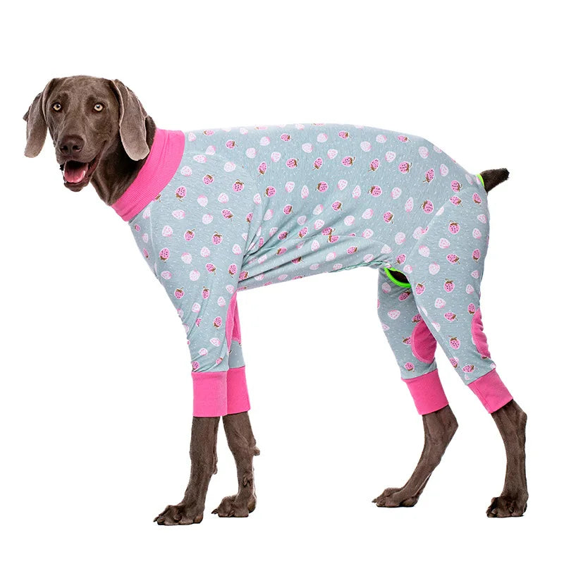 Cartoon Animal Print Cotton Dog Pajamas Cute Dog Onesie Male Female Dog Clothes For Large Dog Autumn Dog Jumpsuit Romper For Dog